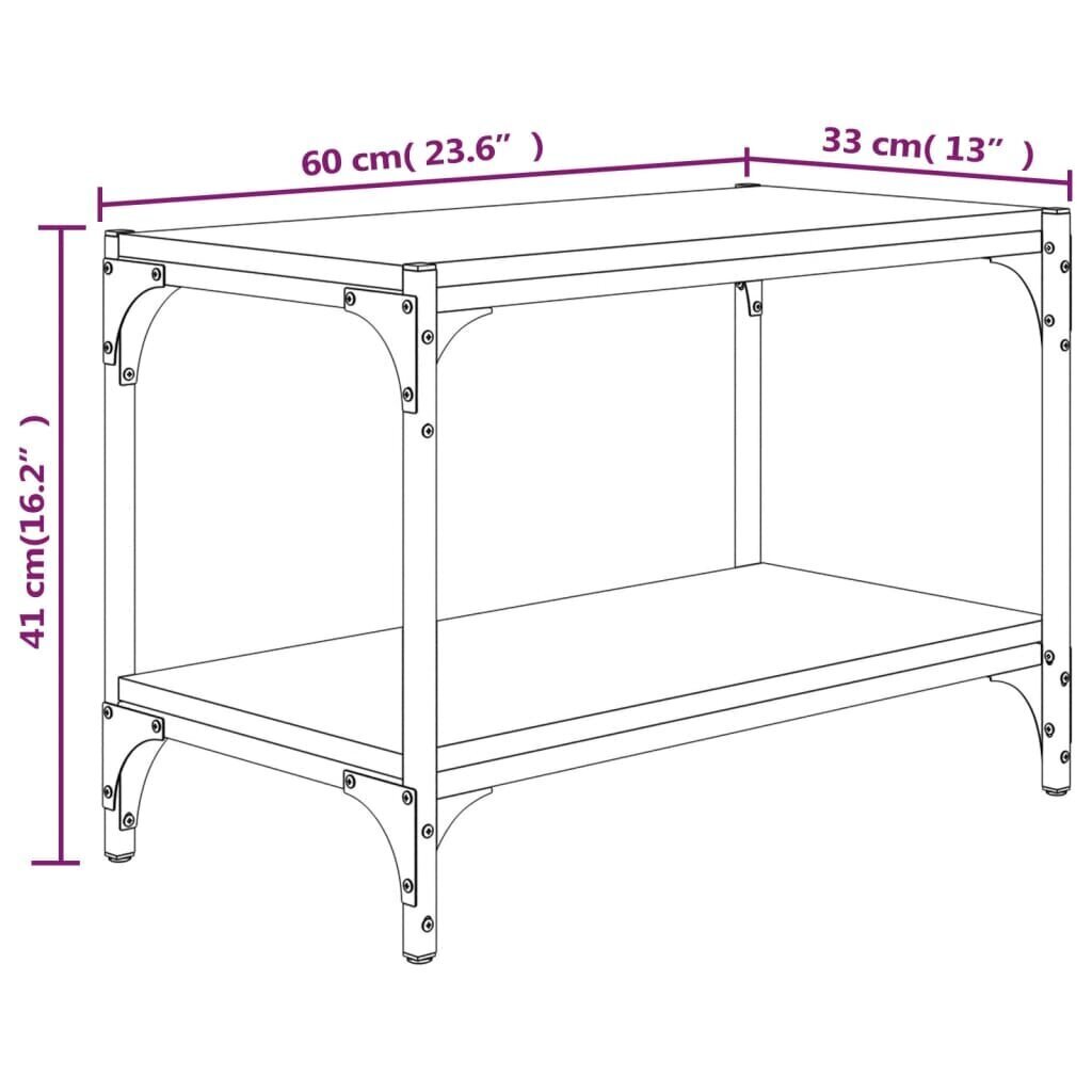 vidaXL TV galdiņš, melns, 60x33x41 cm, inženierijas koks цена и информация | TV galdiņi | 220.lv