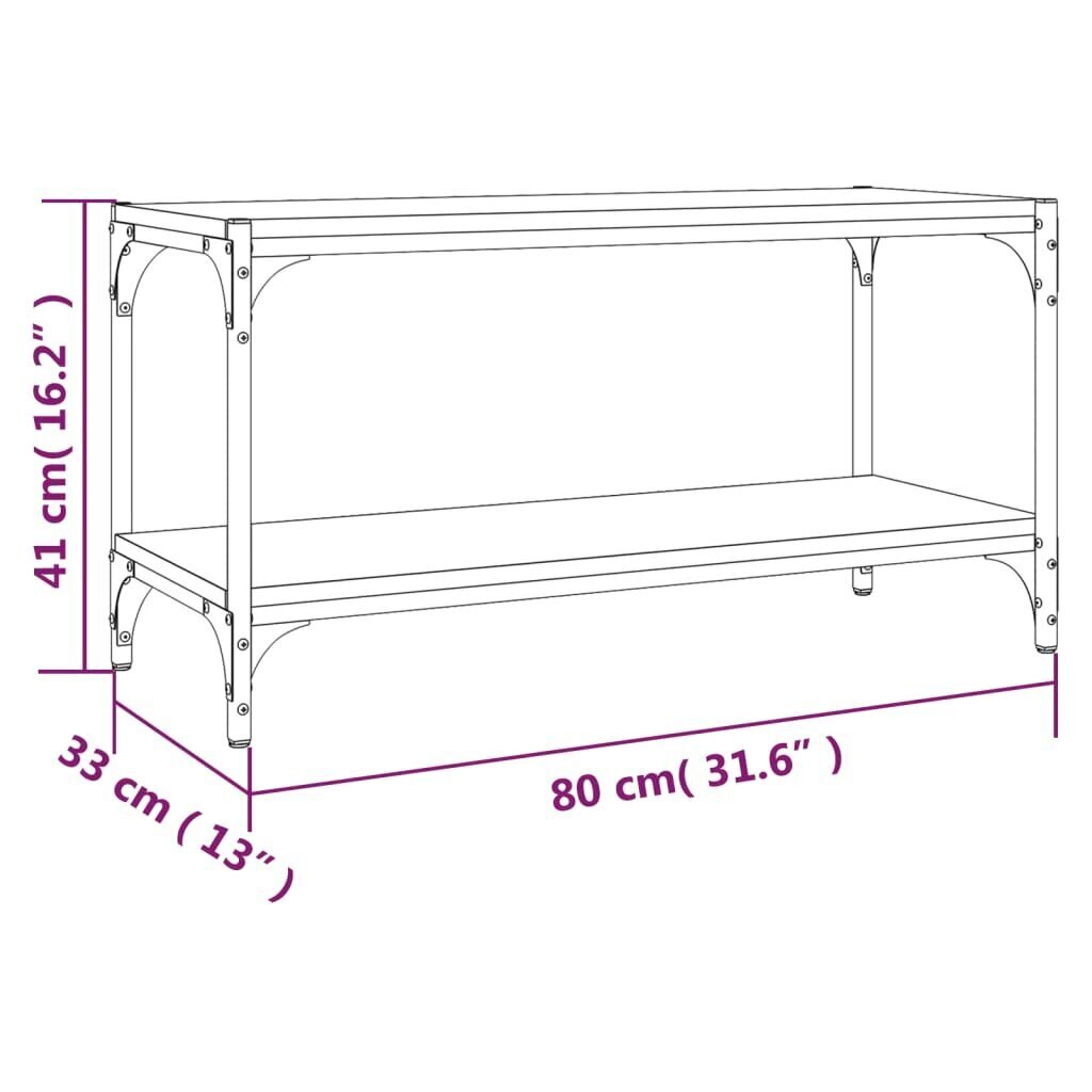 vidaXL TV galdiņš, melns, 80x33x41 cm, inženierijas koks cena un informācija | TV galdiņi | 220.lv