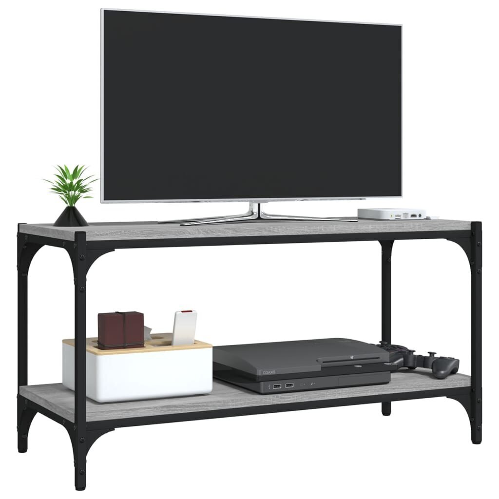 vidaXL TV galdiņš, pelēks, 80x33x41 cm, inženierijas koks, tērauds цена и информация | TV galdiņi | 220.lv