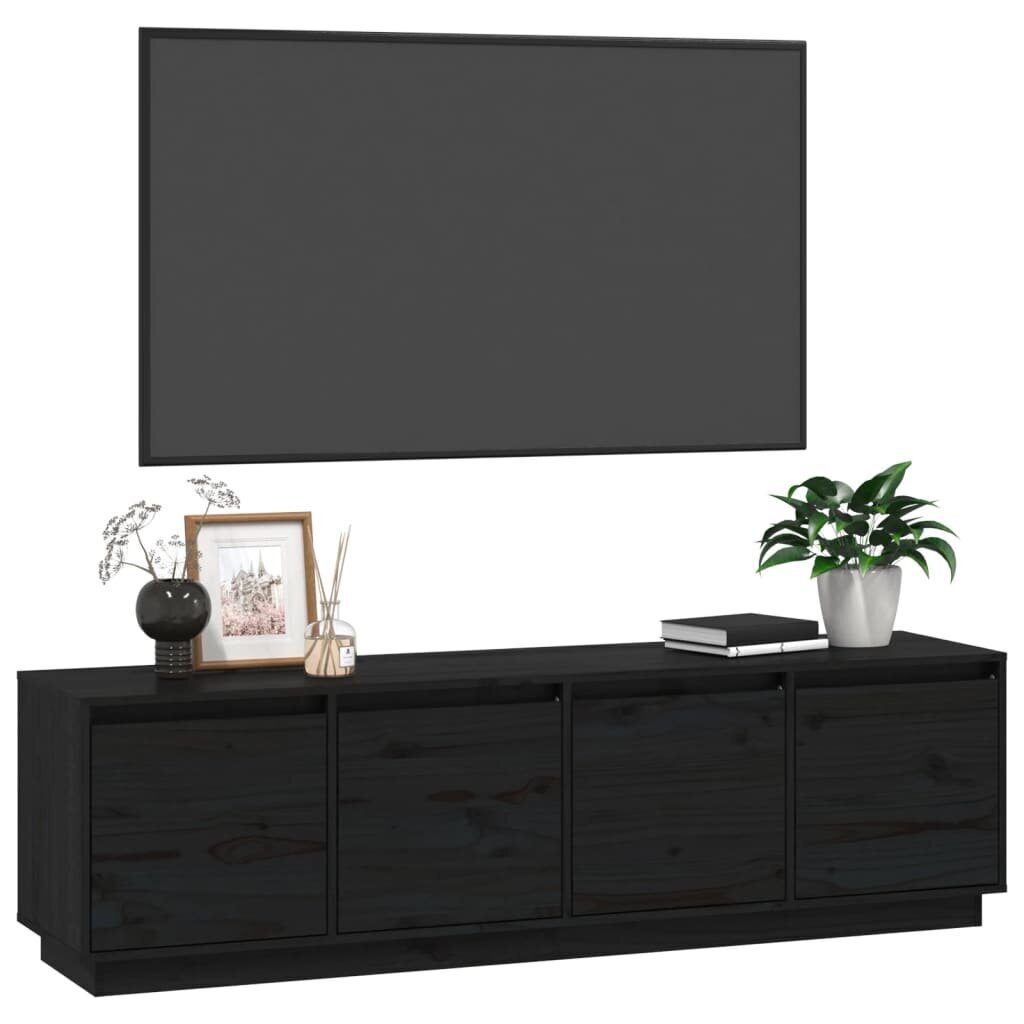 vidaXL TV skapītis, melns, 156x37x45 cm, priedes masīvkoks cena un informācija | TV galdiņi | 220.lv