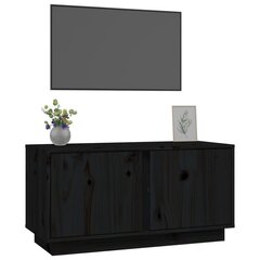 vidaXL TV skapītis, melns, 80x35x40,5 cm, priedes masīvkoks цена и информация | Тумбы под телевизор | 220.lv