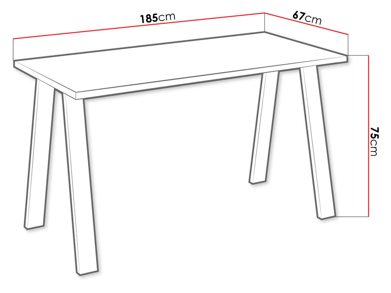 Galds Klaudian 185x67-balts cena un informācija | Virtuves galdi, ēdamgaldi | 220.lv