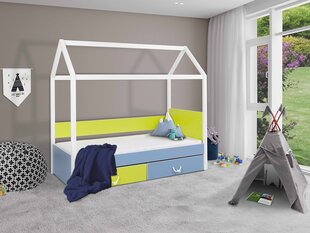 Bērnu gultiņa FITONIA 80-balta / dzeltena +zila cena un informācija | Bērnu gultas | 220.lv