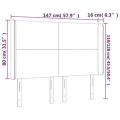 vidaXL gultas galvgalis ar LED, 147x16x118/128 cm, pelēkbrūns audums cena un informācija | Gultas | 220.lv