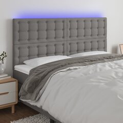 vidaXL gultas galvgalis ar LED, 160x5x118/128 cm, tumši pelēks audums cena un informācija | Gultas | 220.lv