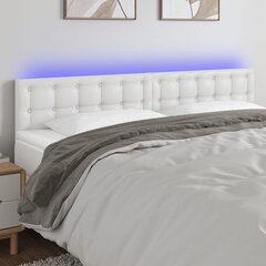 vidaXL gultas galvgalis ar LED, 200x5x78/88 cm, balta mākslīgā āda cena un informācija | Gultas | 220.lv