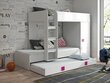 Divstāvu gulta TOMSON 2-bialta / balta glancēta+ rozā cena un informācija | Bērnu gultas | 220.lv