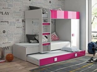 Divstāvu gulta TOMSON 2-balta / rozā gulta + balta gulta cena un informācija | Bērnu gultas | 220.lv
