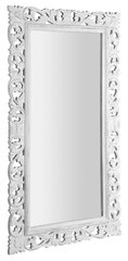 Vannasistabas spogulis, koka rāmis, ar rokām grebts, 80x150 cm, SAMBLUNG balts цена и информация | Зеркала в ванную | 220.lv