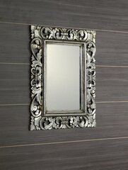 Vannasistabas spogulis, koka rāmis, ar rokām grebts, 60x80 cm, SAMBLUNG sudraba цена и информация | Зеркала в ванную | 220.lv