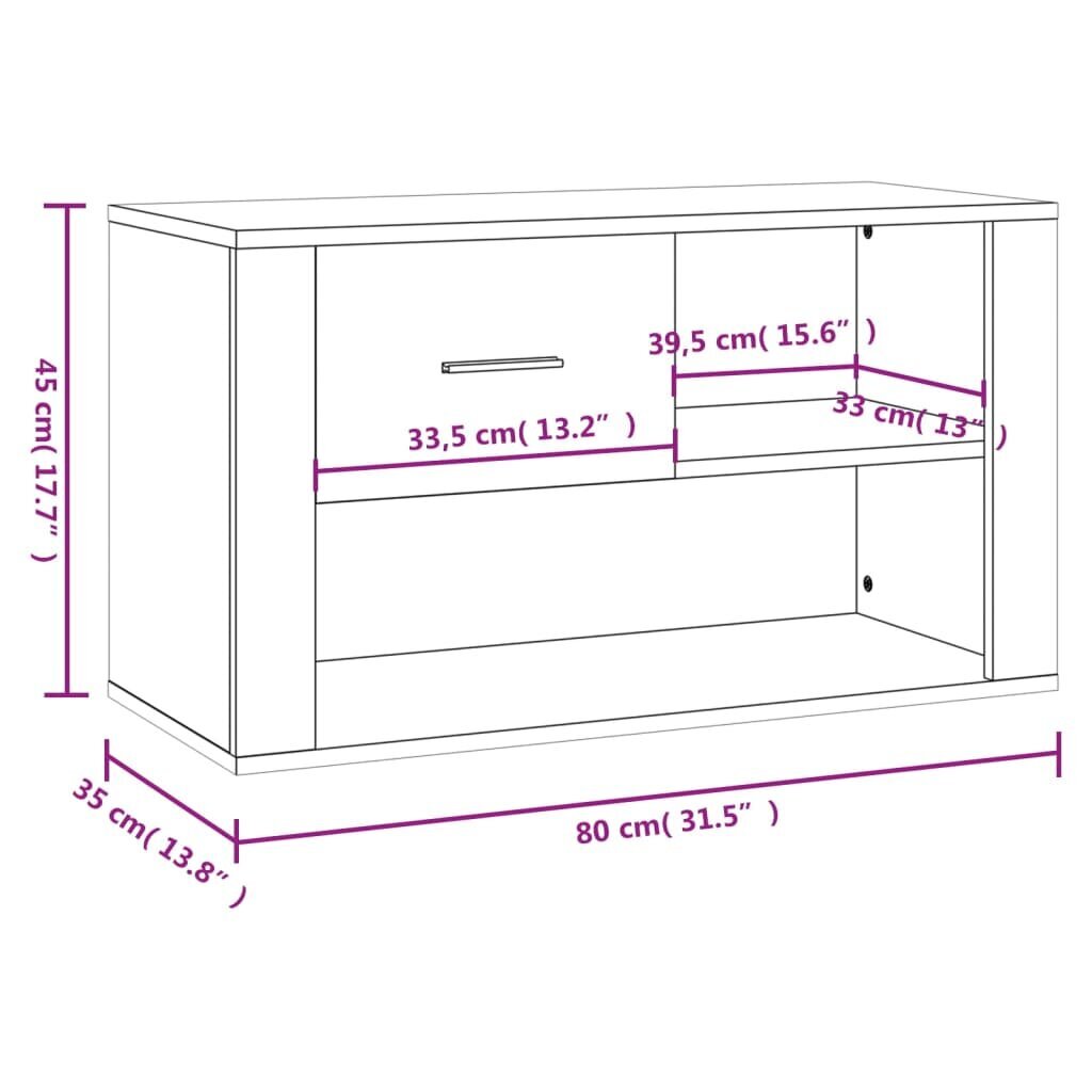 Apavu skapis, 80x35x45cm, balts cena un informācija | Apavu skapji, apavu plaukti, priekšnama soliņi | 220.lv