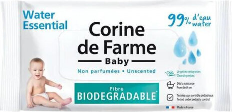 Corine De Farme Water Essential salvetes mazuļiem 56 gab. цена и информация | Mitrās salvetes, vienreizlietojamie paladziņi | 220.lv