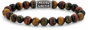 Rebel&Rose Pērlīšu rokassprādze, Tīģera acs akmens RR-80095-V sRR0202-175 cena un informācija | Vīriešu rotaslietas | 220.lv
