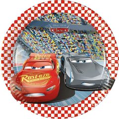 Одноразовые бумажные тарелки 19.5 см, 8 шт "Cars 3" 93489 цена и информация | Праздничная одноразовая посуда | 220.lv