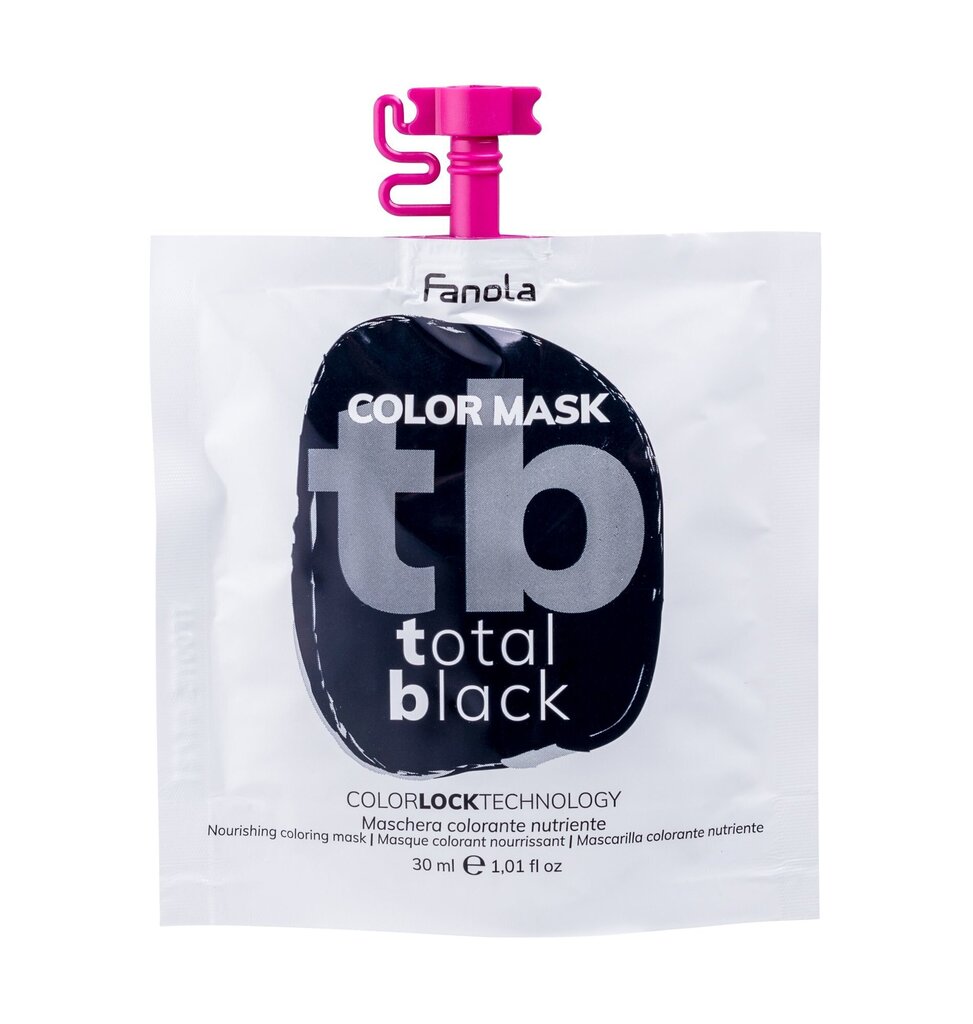 Krāsojoša matu maska Fanola Color Mask Total Black, 30 ml cena un informācija | Matu krāsas | 220.lv