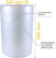 10 x gaisa spilvena folija 0,5 x 50 m burbuļu iesaiņojuma mīkstās folijas laukums 25 kv. cena un informācija | Dāvanu saiņošanas materiāli | 220.lv