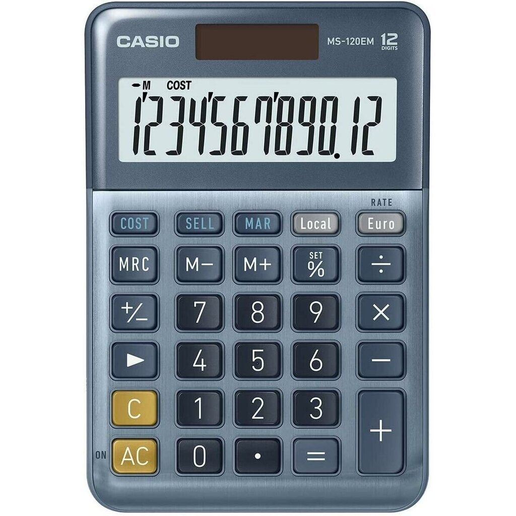 Kalkulators Casio MS-120EM zils цена и информация | Kancelejas preces | 220.lv