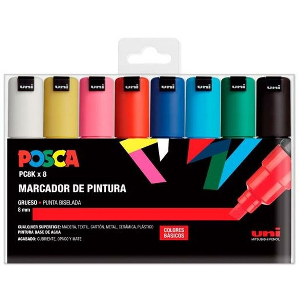 Flomasteru Komplekts POSCA PC-8K Daudzkrāsains 8 Daudzums 1 gb. cena un informācija | Kancelejas preces | 220.lv