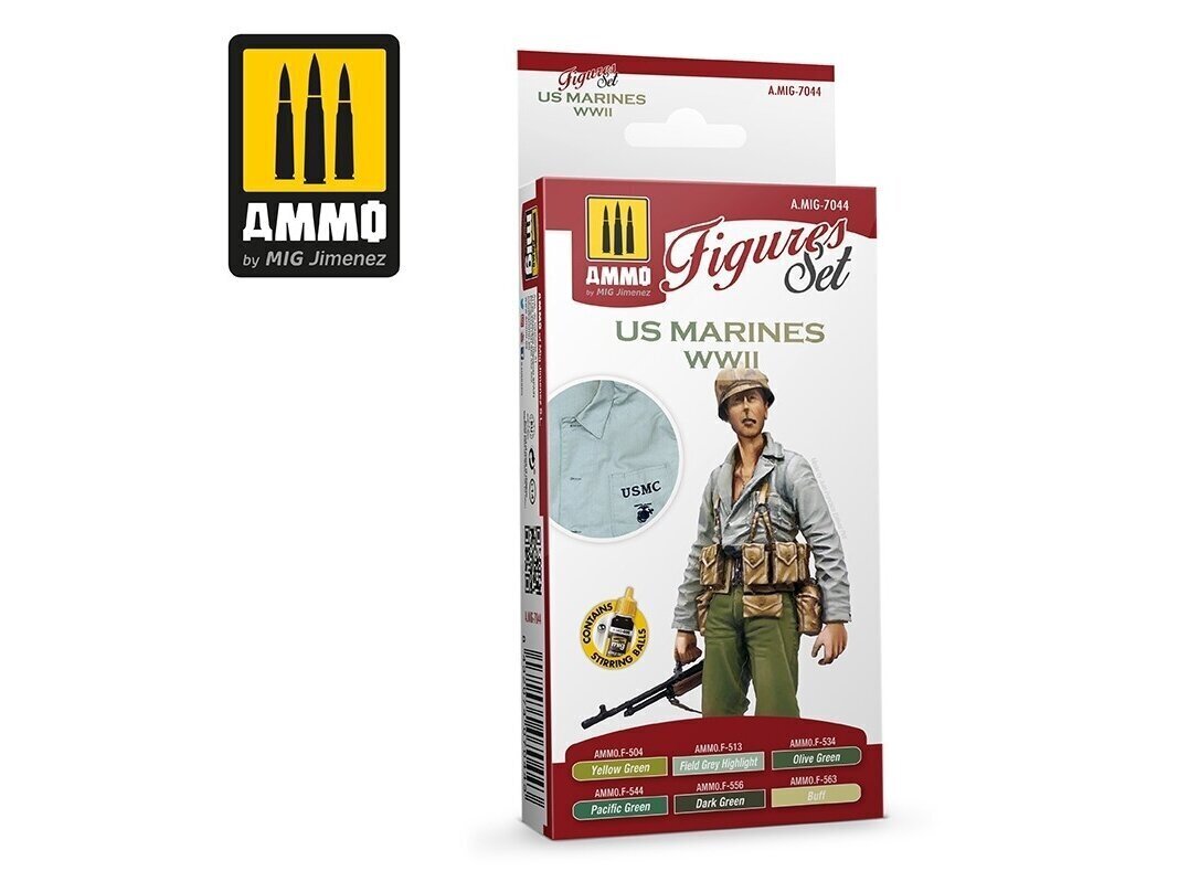 AMMO MIG - Akrils krāsu komplekts US Marines WWII, 7044 цена и информация | Modelēšanas un zīmēšanas piederumi | 220.lv