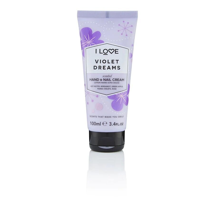 Mitrinošs roku un nagu krēms I love Scented Hand & Nail Cream Violet Dreams, 100 ml cena un informācija | Ķermeņa krēmi, losjoni | 220.lv