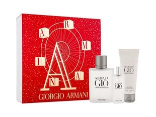 Komplekts vīriešiem Giorgio Armani Acqua di Gio Pour Homme: EDT, 100 ml + EDT, 15 ml + dušas želeja, 75 ml cena un informācija | Vīriešu smaržas | 220.lv