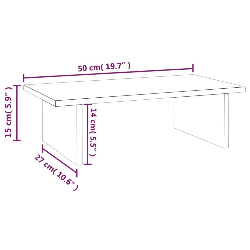 vidaXL monitora paliktnis, 50x27x15 cm, priedes masīvkoks цена и информация | Monitora turētāji | 220.lv