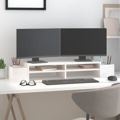 vidaXL monitora paliktnis, balts, 100x27,5x15 cm, priedes masīvkoks цена и информация | vidaXL Компьютерная техника | 220.lv