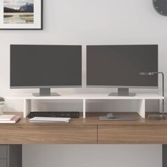 vidaXL monitora paliktnis, balts, 100x27x15 cm, priedes masīvkoks цена и информация | Кронштейны для монитора | 220.lv