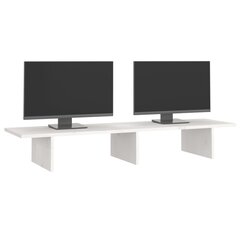 vidaXL monitora paliktnis, balts, 100x27x15 cm, priedes masīvkoks цена и информация | Кронштейны для монитора | 220.lv