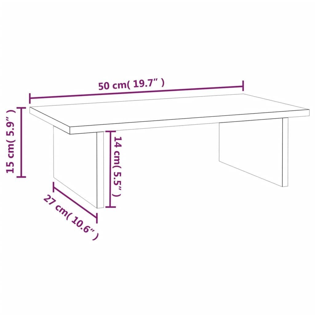 vidaXL monitora paliktnis, balts, 50x27x15 cm, priedes masīvkoks цена и информация | Monitora turētāji | 220.lv