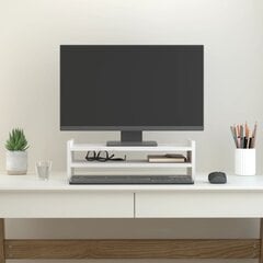 vidaXL monitora paliktnis, balts, 50x27x15 cm, priedes masīvkoks цена и информация | Кронштейны для монитора | 220.lv