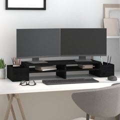 vidaXL monitora paliktnis, melns, 100x27,5x15 cm, priedes masīvkoks cena un informācija | Monitora turētāji | 220.lv