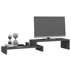 vidaXL monitora paliktnis, pelēks, (52-101)x22x14cm, priedes masīvkoks цена и информация | Кронштейны для монитора | 220.lv