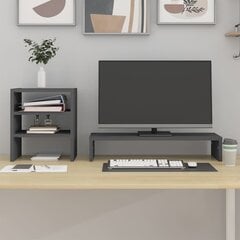 vidaXL monitora paliktnis, pelēks, 81x20x30 cm, priedes masīvkoks цена и информация | Кронштейны для монитора | 220.lv