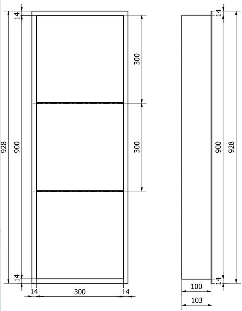 Mexen X-Wall-R iebūvējams sienas plaukts 3l, 90x30 cm, White cena un informācija | Vannas istabas aksesuāri | 220.lv