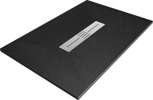 Taisnstūra dušas paliktnis Mexen Toro SMC ar sifonu, Black, 140x70,80,90 cm цена и информация | Душевые поддоны | 220.lv