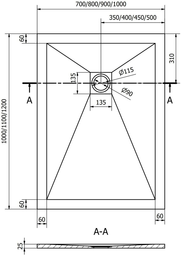 Taisnstūra dušas paliktnis Mexen Stone+ ar sifonu, Grey, 120x70,80,90,100 cm цена и информация | Dušas paliktņi | 220.lv