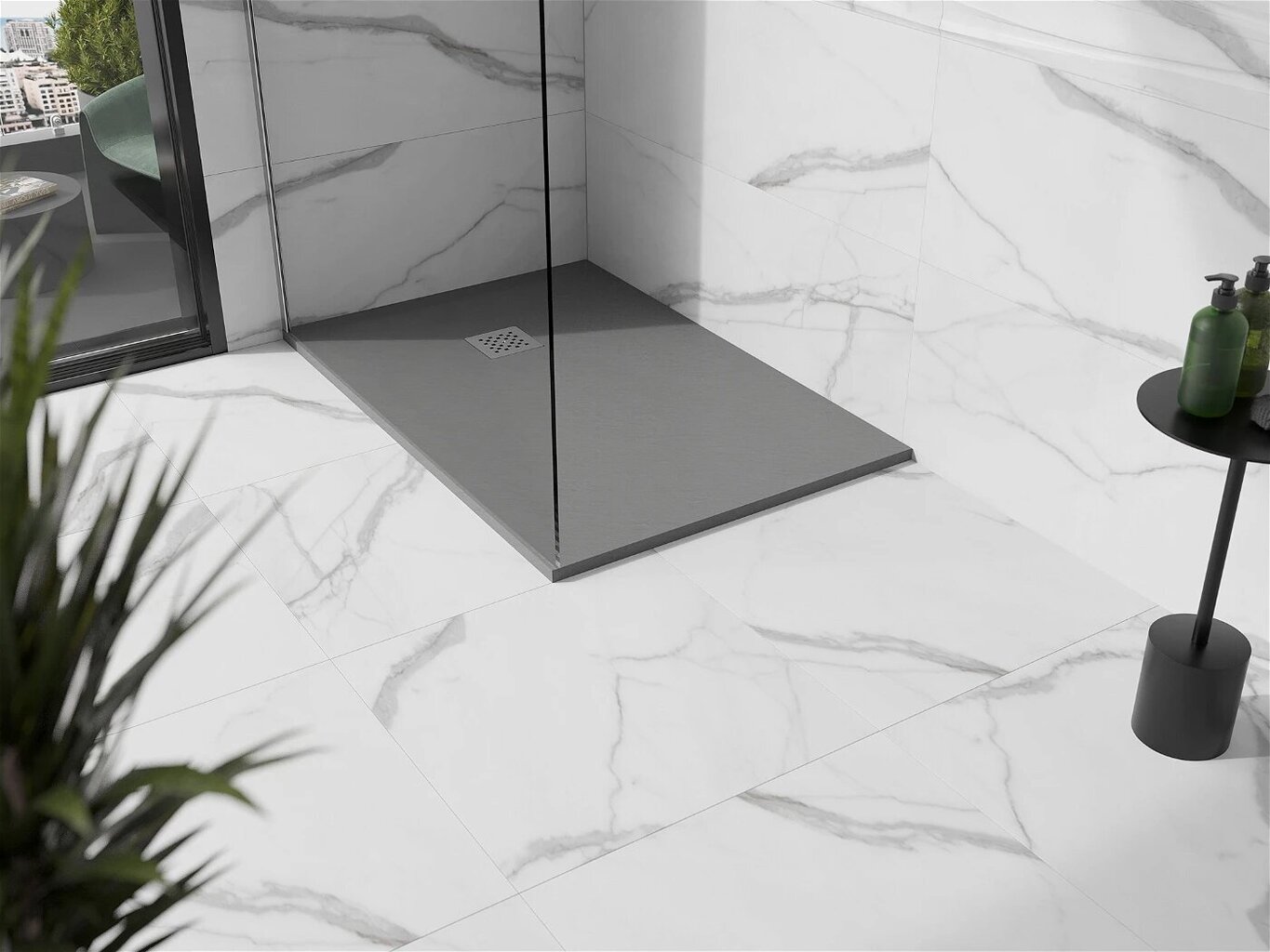 Taisnstūra dušas paliktnis Mexen Stone+ ar sifonu, Grey, 120x70,80,90,100 cm cena un informācija | Dušas paliktņi | 220.lv