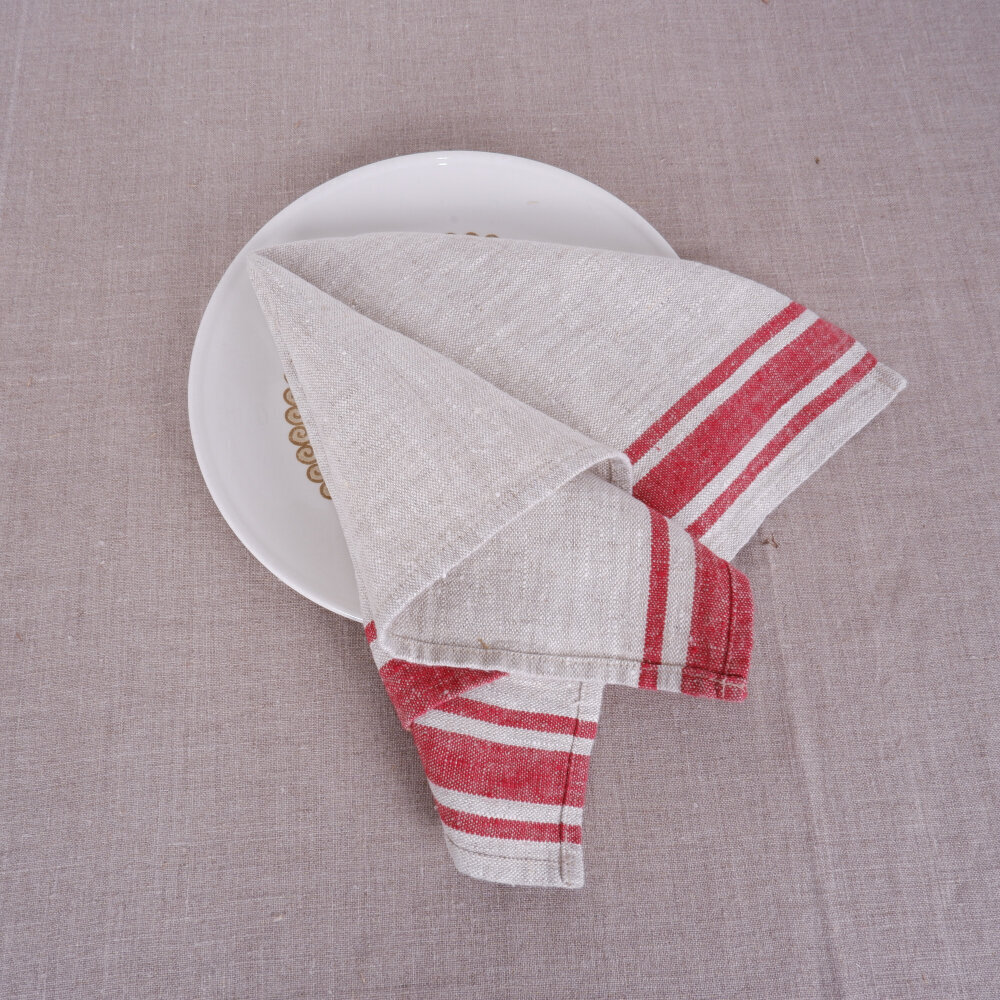 Lina galda salvetes, sarkanas svītrainas, 4 gab. cena un informācija | Galdauti, salvetes | 220.lv