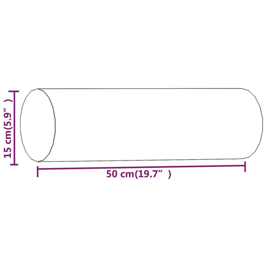 vidaXL dekoratīvi spilveni, 2 gab., tumši pelēki, Ø15x50 cm, samts cena un informācija | Dekoratīvie spilveni un spilvendrānas | 220.lv