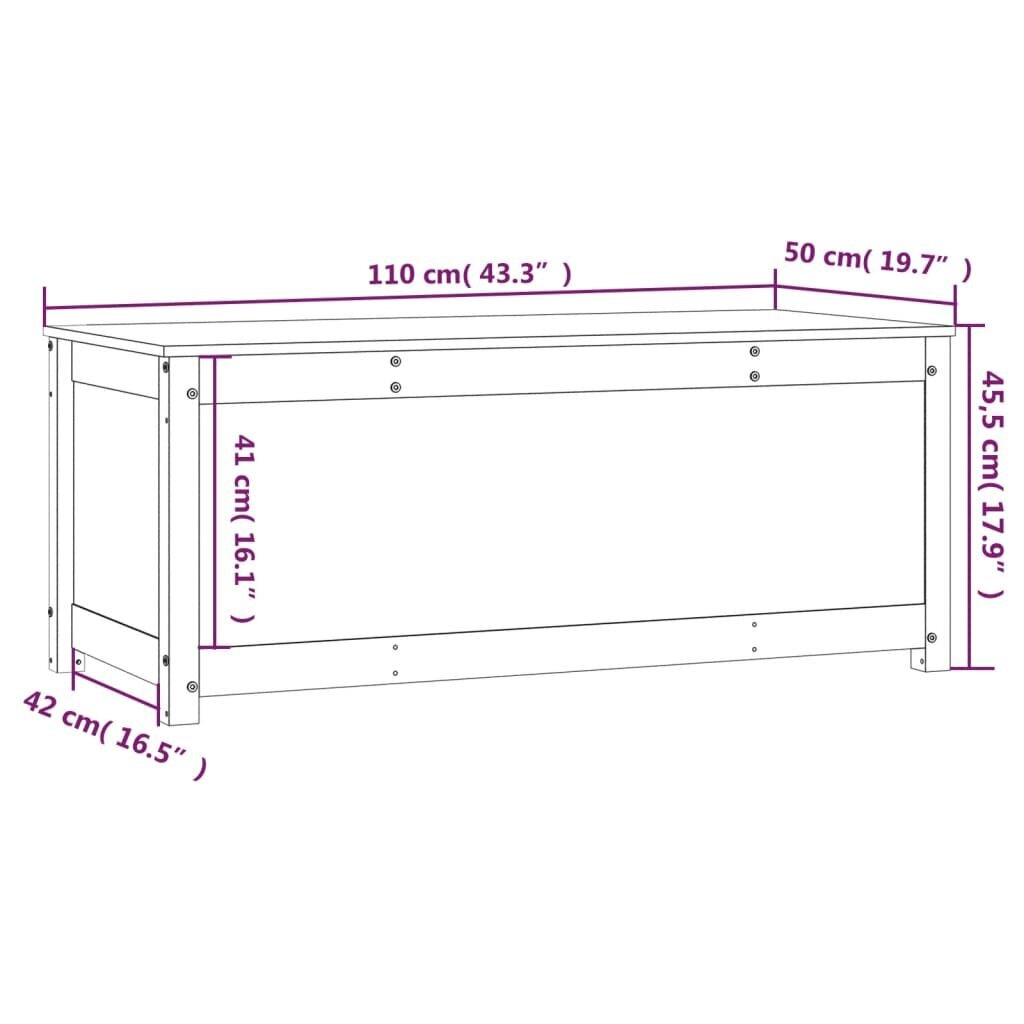 vidaXL uzglabāšanas kaste, balta, 110x50x45,5 cm, priedes masīvkoks cena un informācija | Veļas grozi un mantu uzglabāšanas kastes | 220.lv