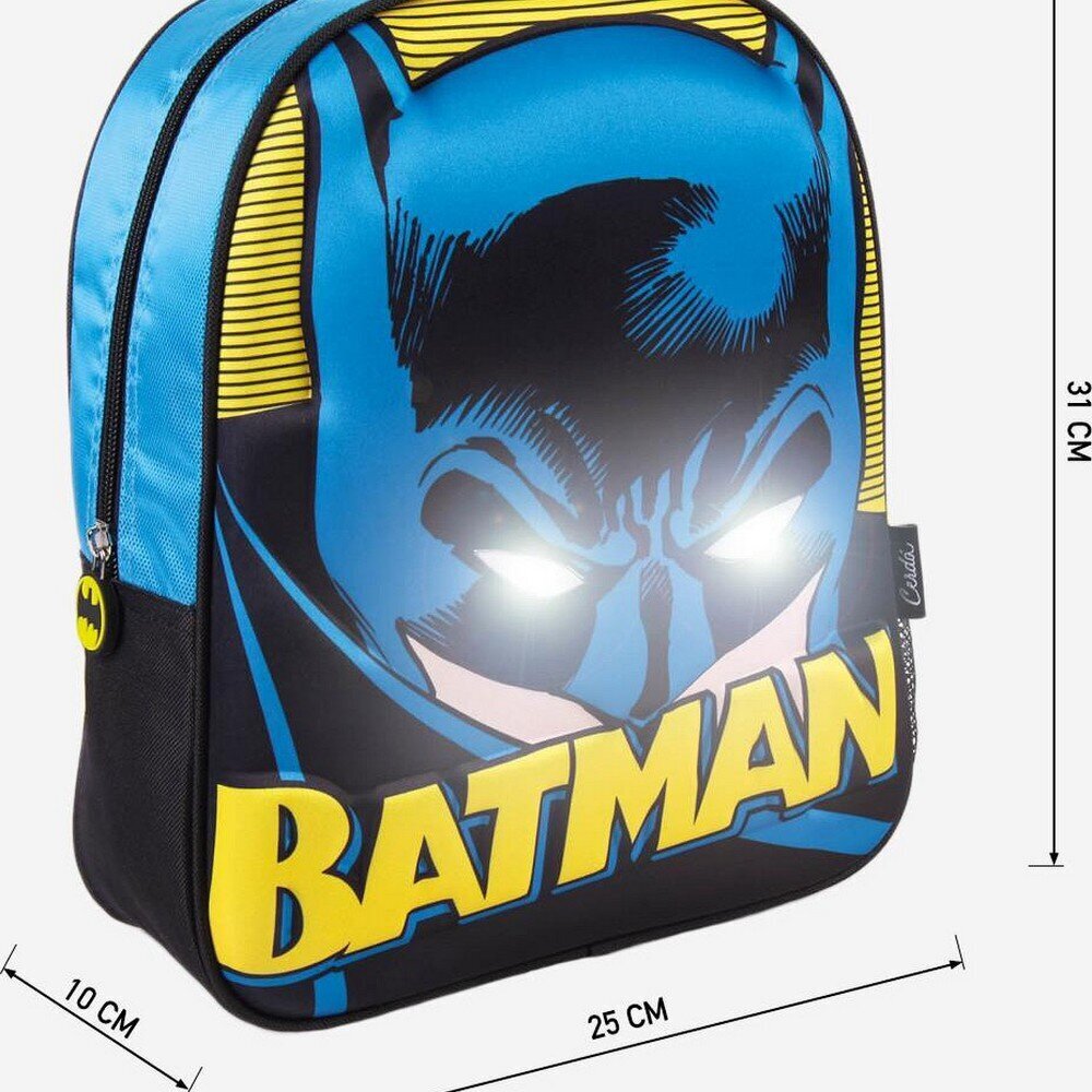 3D skolas mugursoma Batman, zila (10 x 25 x 31 cm) cena un informācija | Skolas somas | 220.lv