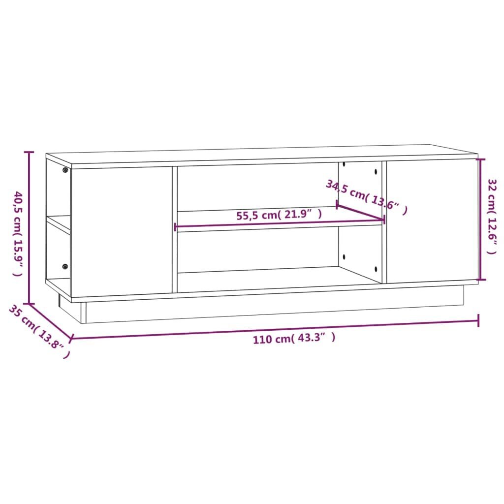 TV skapītis vidaXL, 110x35x40,5 cm, balts cena un informācija | TV galdiņi | 220.lv