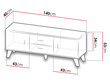 TV galdiņš SANNA 140 2D2S-wotan / wotan + czarny cena un informācija | TV galdiņi | 220.lv