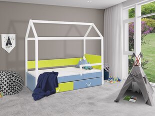 Кровать FITONIA II 90-biały / iguana + niebieski цена и информация | Детские кровати | 220.lv