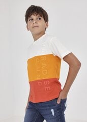 Mayoral bērnu t-krekls 6075*15, balts/oranžs 8445445723114 cena un informācija | Zēnu krekli | 220.lv