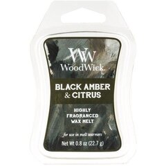 WoodWick aromātiskā vasks Black Amber &amp; Citrus 22.7 g cena un informācija | Sveces un svečturi | 220.lv