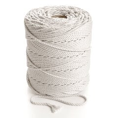 Macrame kokvilnas aukla 4mm 200m, savīta 3 diegi, dabīga цена и информация | Принадлежности для вязания крючком | 220.lv