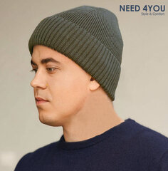 Мужская шапка Need 4You, зелёная, мериносовая шерсть цена и информация | Мужские шарфы, шапки, перчатки | 220.lv