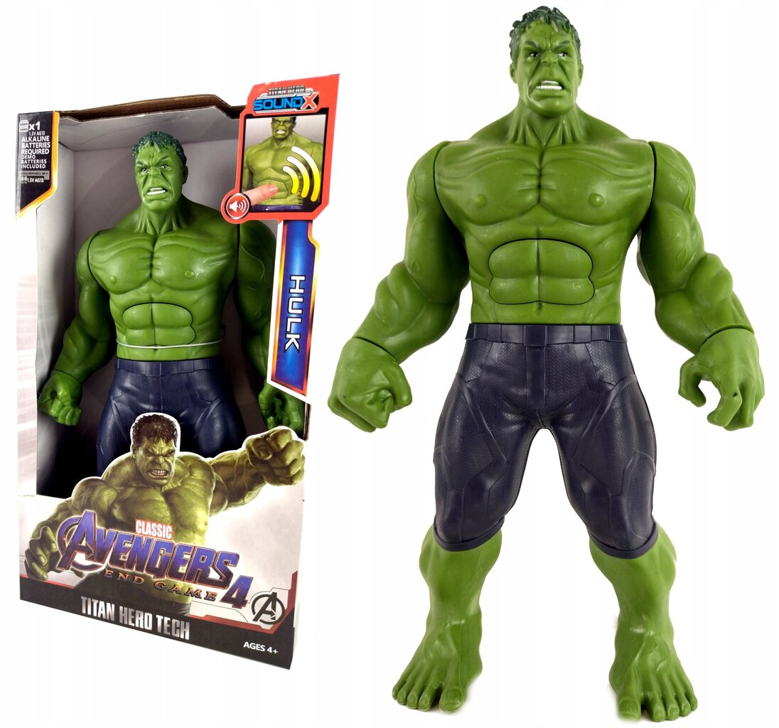 Varoņu Avengers figūra Hulk, 30 cm, ar skaņas efektiem cena un informācija | Rotaļlietas zēniem | 220.lv